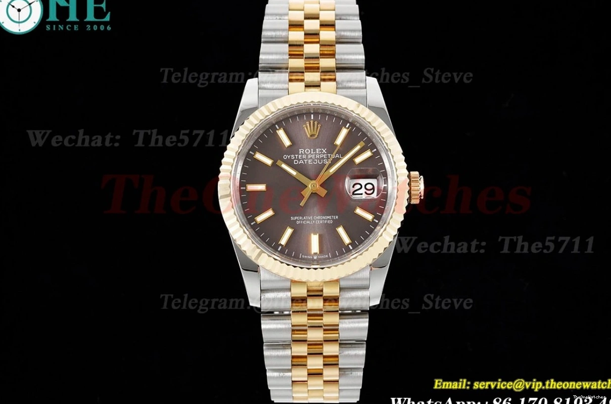 Stk Wrapped SS GMF Jub 904L Datejust A2836 Brown 126233 36MM YG 0120